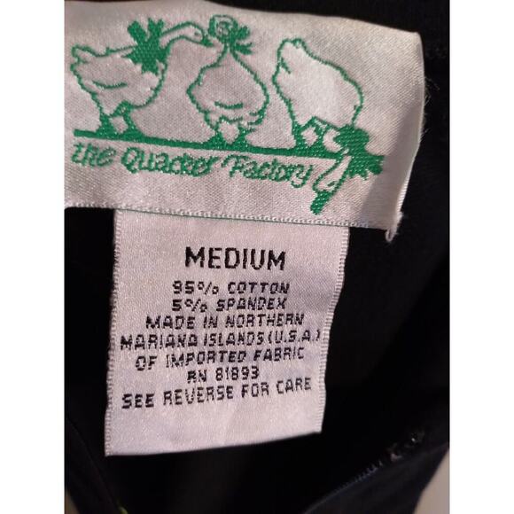 Quacker Factory Vest Cardigan Full Zip Black Green Flower Pocket Sz M - Picture 5 of 6